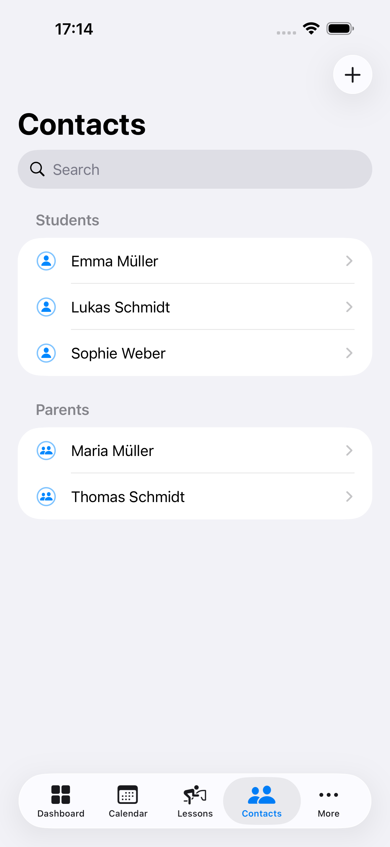EquiFlow Contacts with students and parents